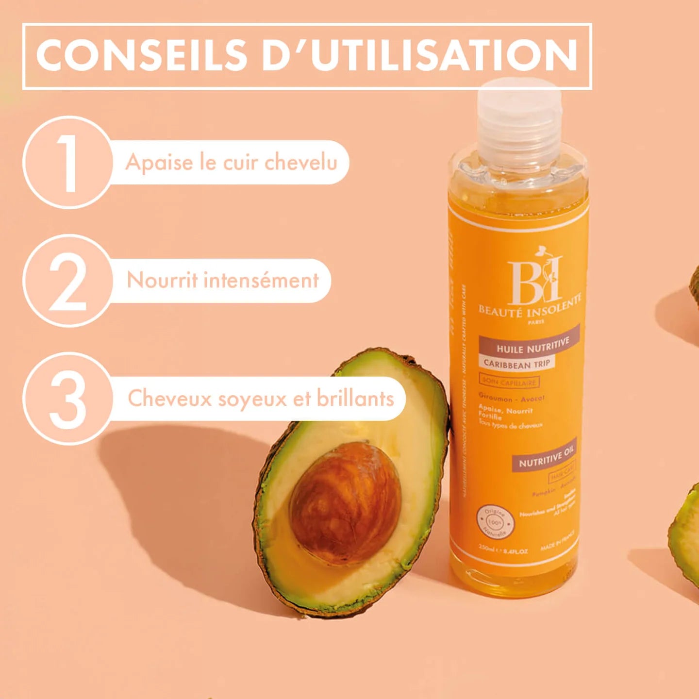 Huile Nutritive Avocat & Giraumon – Nourrissante Apaisante & Fortifiante