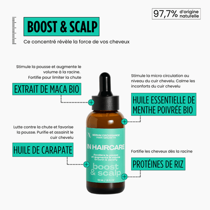 Sérum Boost & Scalp – Renforcement, Purification & Stimulation de la pousse – InHaircare